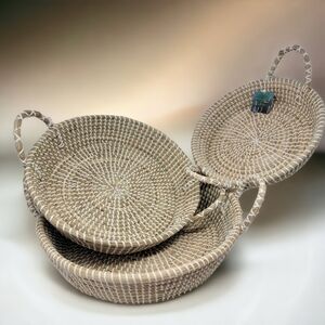 New Home Essentials Round Natural Seagrass Large Baskets - 3-Piece Set